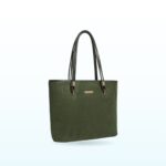 Olive green tote shoulder bag with gold-tone hardware – EB20