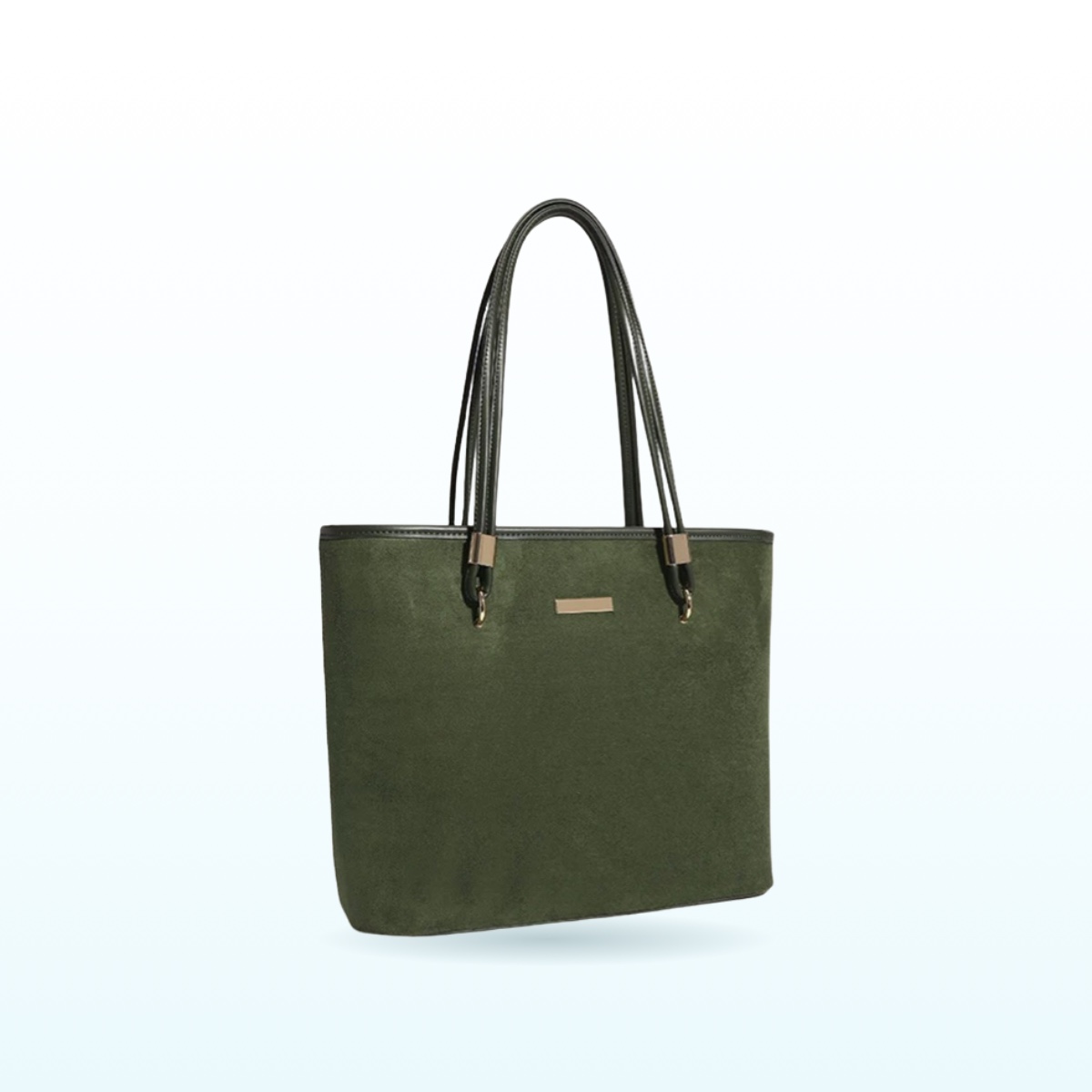 Olive green tote shoulder bag with gold-tone hardware – EB20