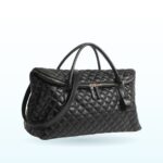 Black quilted weekender shoulder bag with top handles – EB21