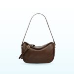 Coffee brown curved flap shoulder bag with buckle strap – EB34