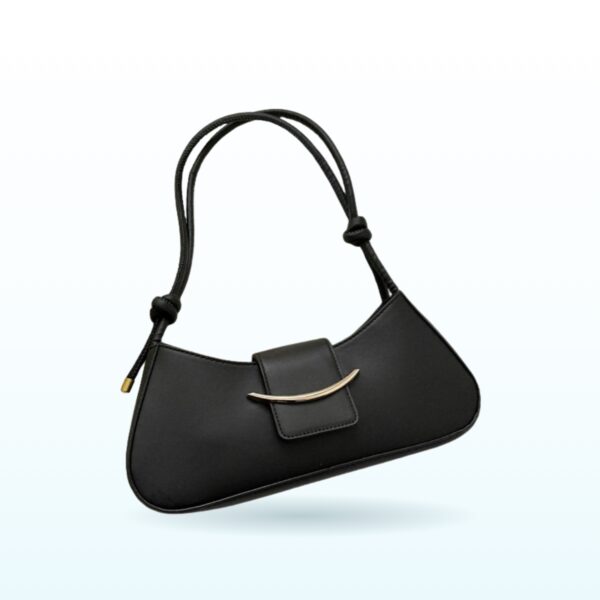 Black curved clasp shoulder bag with gold-tone clasp – EB45