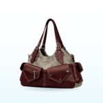 Burgundy and grey two-tone pocket shoulder bag – EB8