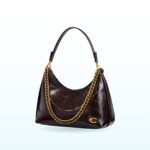 Coffee brown glossy chain shoulder bag – EB55