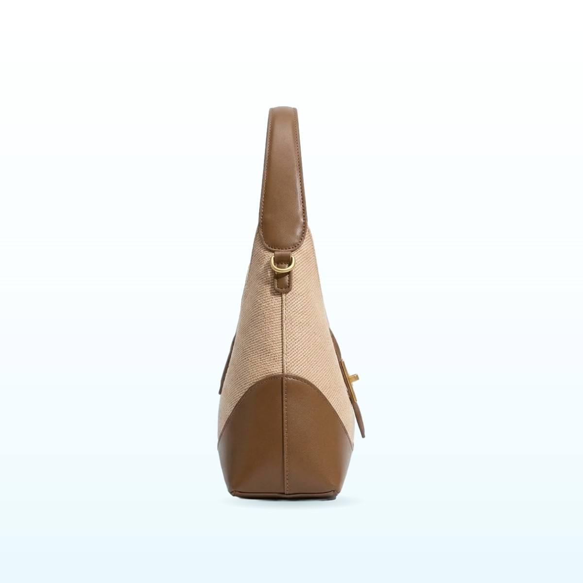 Brown hobo shoulder bag with gold twist lock – EB70 – photo 2