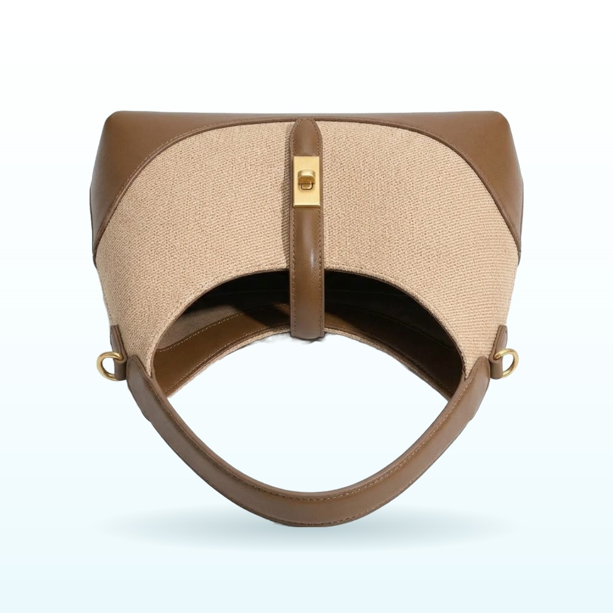 Brown hobo shoulder bag with gold twist lock – EB70 – photo 3